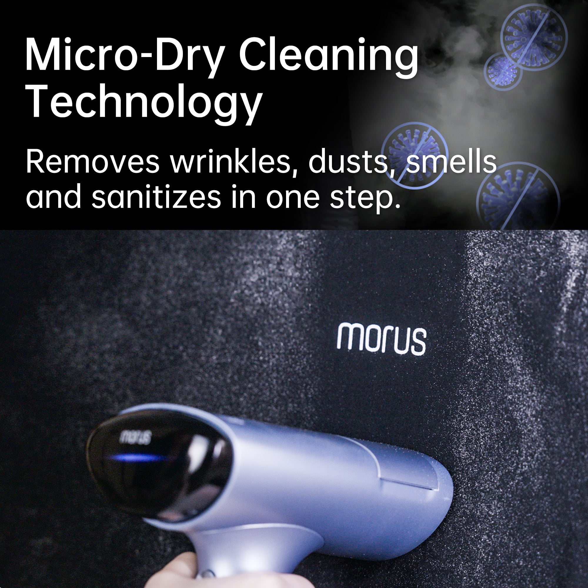 Morus V6 Vacuum Garment Steamer,Vacuum Sution Ironing Technology,1200W Steamer for clothes, Portable & Compact Handheld Design, 20-Second Heat up