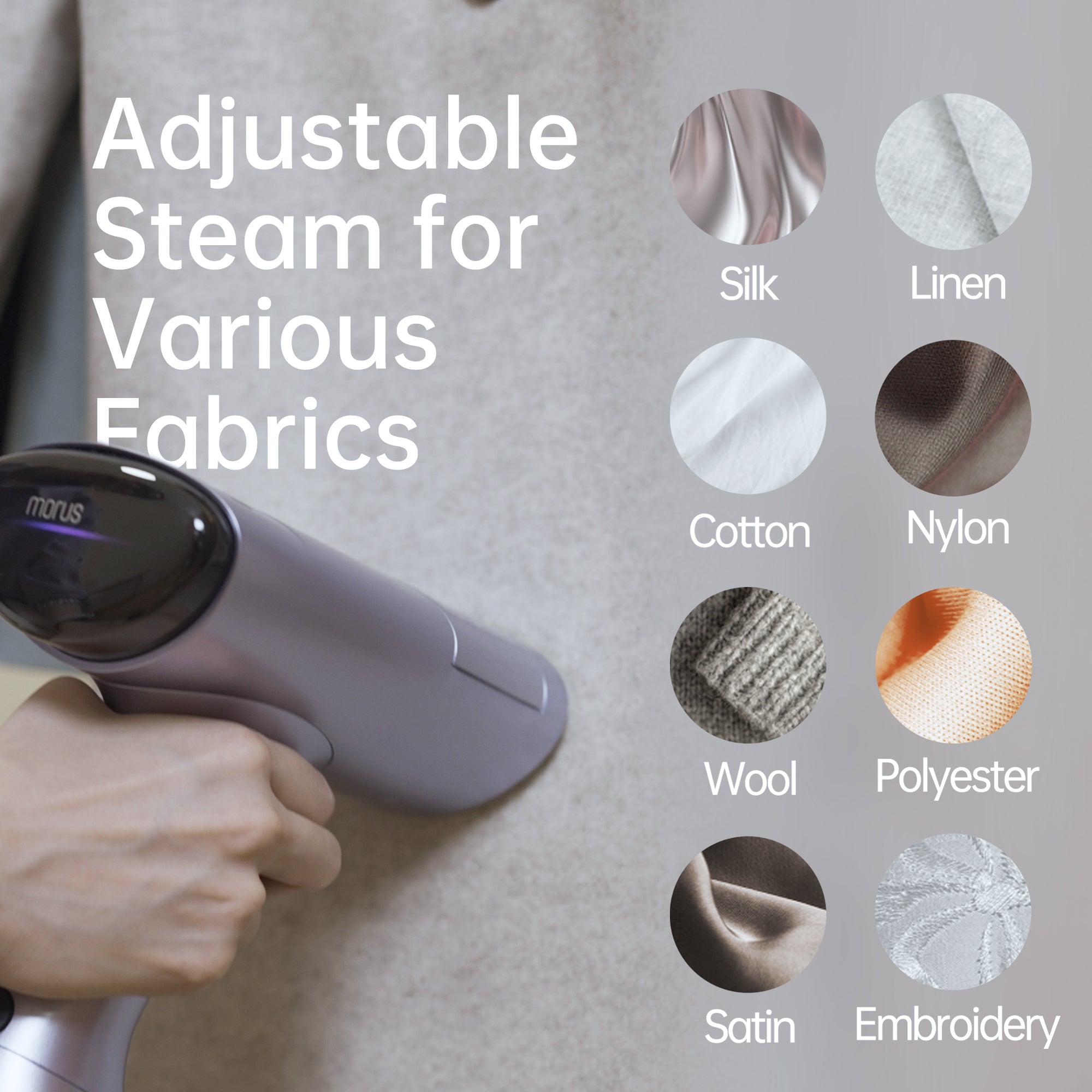 Morus V6 Vacuum Garment Steamer,Vacuum Sution Ironing Technology,1200W Steamer for clothes, Portable & Compact Handheld Design, 20-Second Heat up