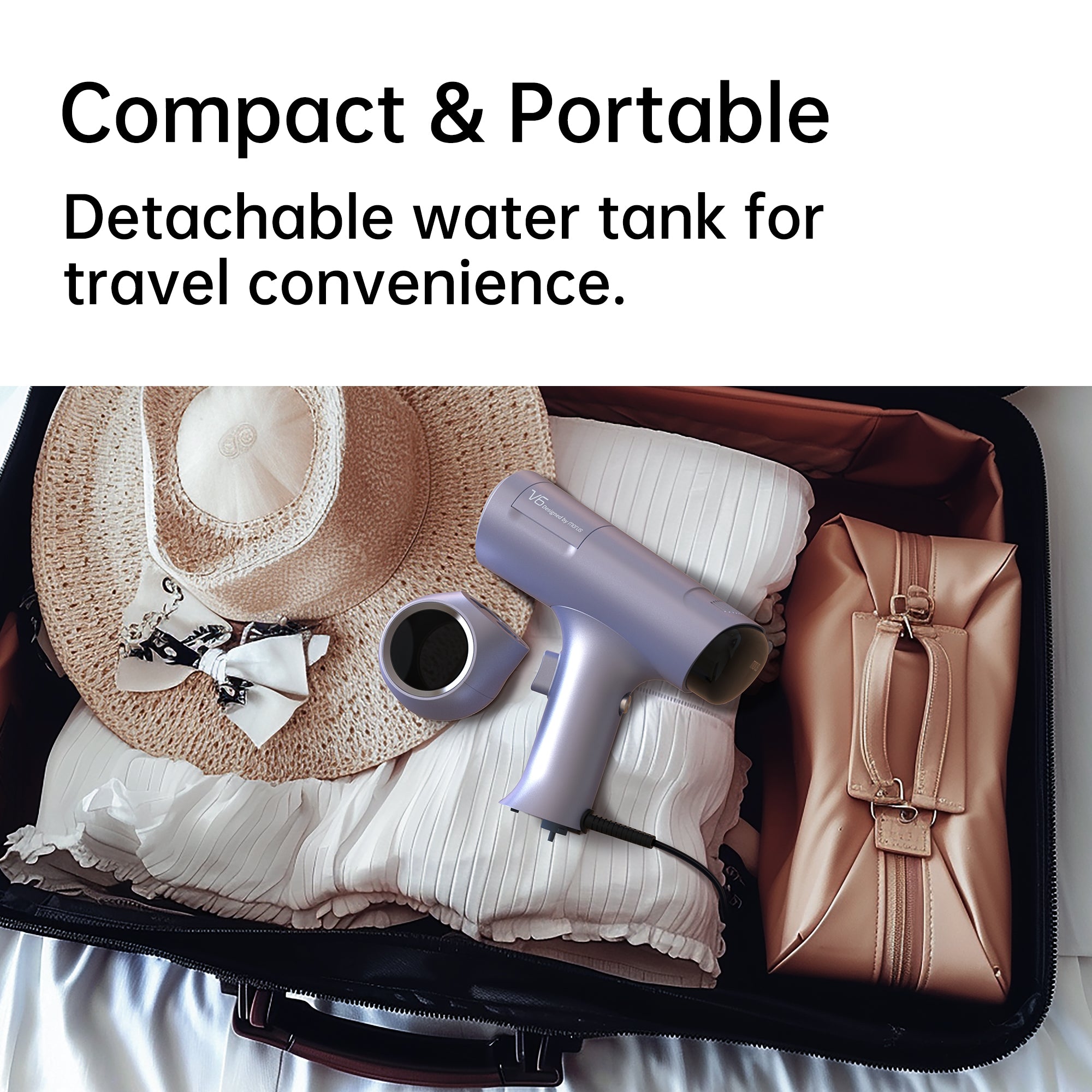 Morus V6 Vacuum Garment Steamer,Vacuum Sution Ironing Technology,1200W Steamer for clothes, Portable & Compact Handheld Design, 20-Second Heat up